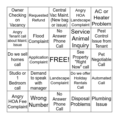 Five Star Bingo Card