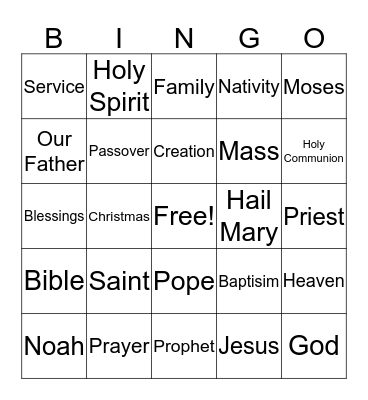 Catholic Schools Week Bingo Card