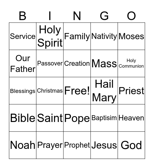 Catholic Schools Week Bingo Card