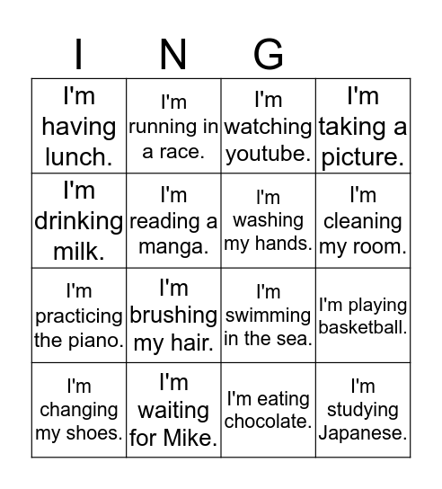 I'm...ING Campaign Bingo Card