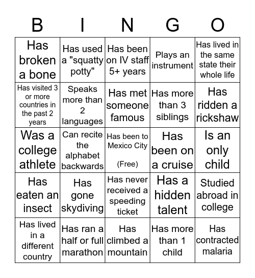 New Director Training Bingo Card