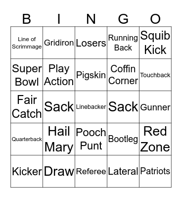 SUPERBOWL BINGO Card