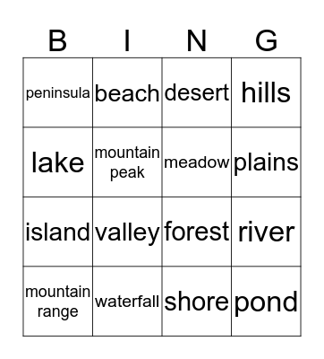 Navigation 1: Alpha Bingo Card