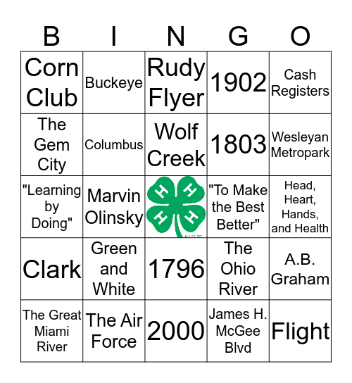 4H Bingo Card