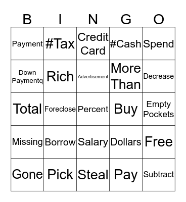 Money List 1 & 2 Bingo Card