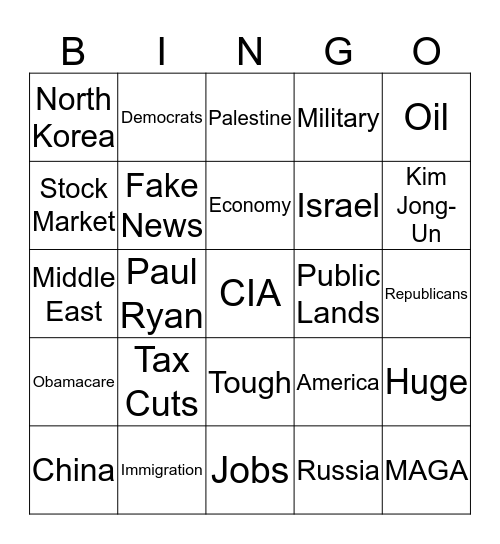 State of the Union Bingo  Bingo Card