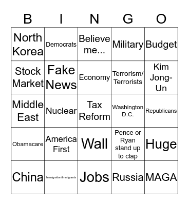 State of the Union Bingo  Bingo Card