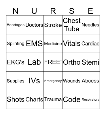 EMERGENCY NURSES ARE HEROS Bingo Card