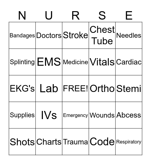 EMERGENCY NURSES ARE HEROS Bingo Card