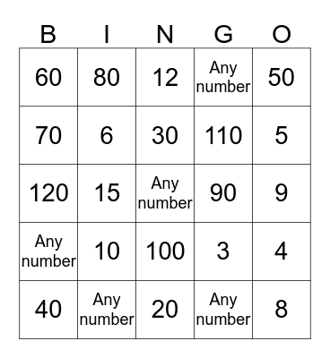 Miss Blundell's Bingo Card