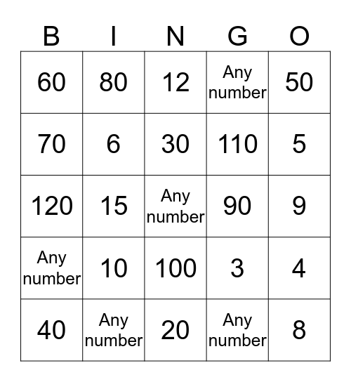 Miss Blundell's Bingo Card