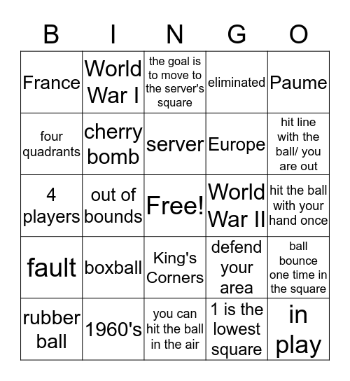 FOUR SQUARE Bingo Card