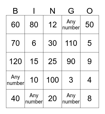 Miss Blundell's Bingo Card