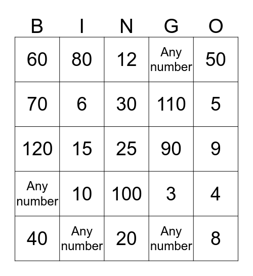 Miss Blundell's Bingo Card