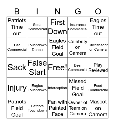 Marly Bird Game Day Bingo Card