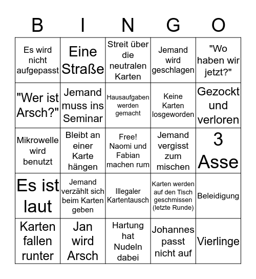 Pause Bingo Card