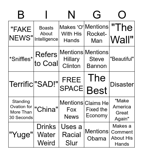 Trump Bingo Card