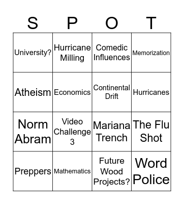 ON THE SPOT 17 Bingo Card