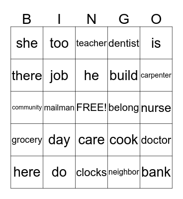 Community Bingo Card