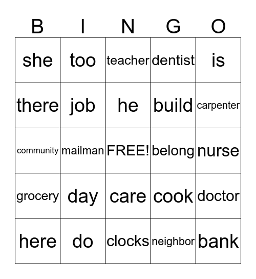 Community Bingo Card