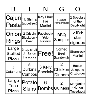 Durbins Bingo (Jan 29-Feb 4) Bingo Card