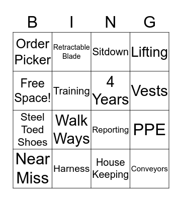 CP SAFETY BINGO Card