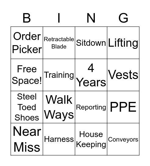CP SAFETY BINGO Card