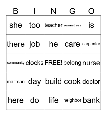 COMMUNITY BINGO Card