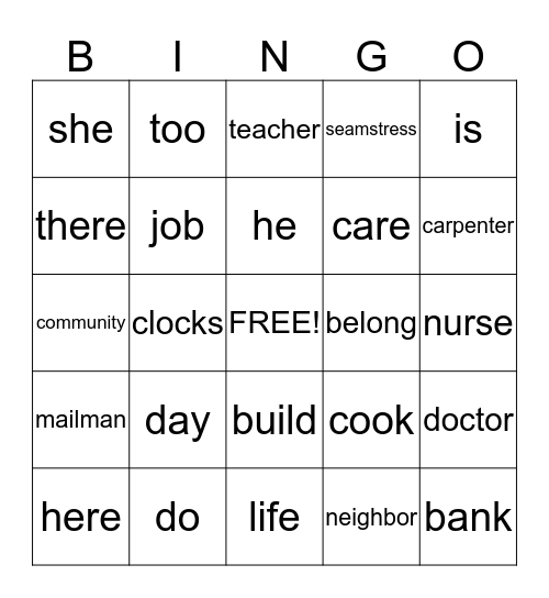 COMMUNITY BINGO Card