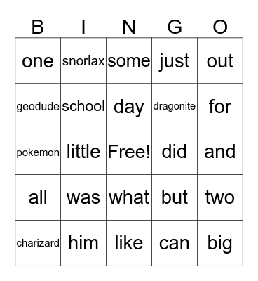 Sight Words 3 Bingo Card