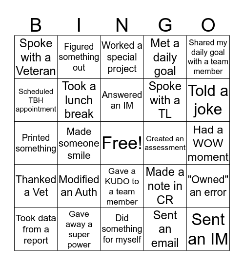 BH SuperHero BINGO Card