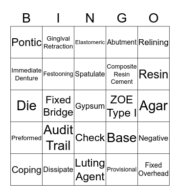 MOD E Laboratory Procedures Bingo Card