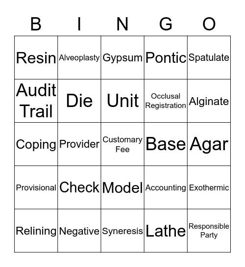 MOD E Laboratory Procedures Bingo Card