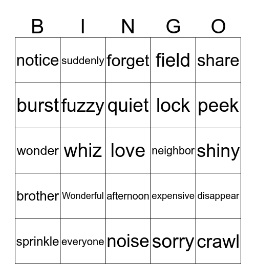 G1 Bingo Card