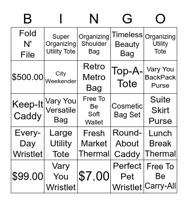 Thirty-One Fun Bingo Card