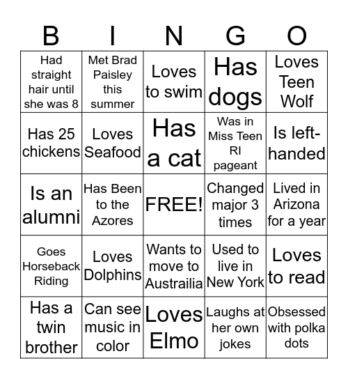 Alpha Sigma Tau Sister Bingo Card