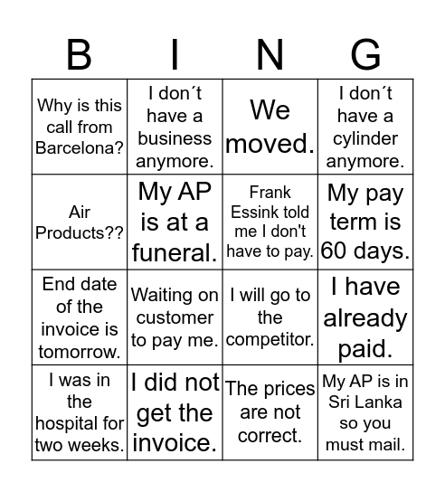 Bingo Card Collections Air Products Bingo Card