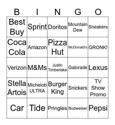 Super Bowl Bingo! Bingo Card