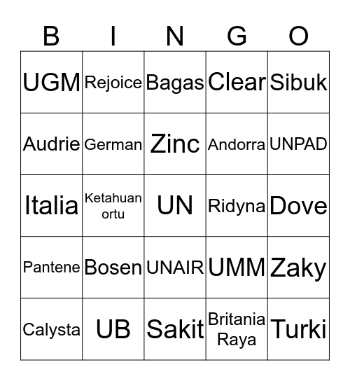 Gotham 30/1/18 Bingo Card