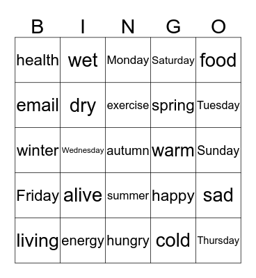 BINGO January 31, 2018 Bingo Card