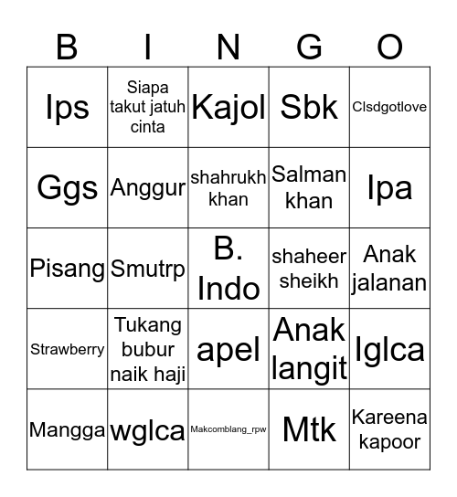Punya Belva Bingo Card