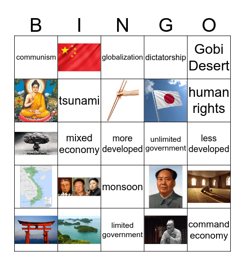 Unit 10: East and Southeast Asia Bingo Card