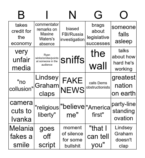 SOTU (SFTU) Bingo Card