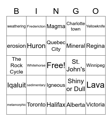 Science BINGO Card