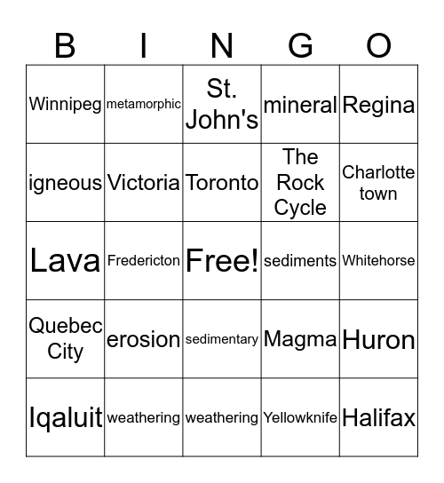 Science Bingo Card