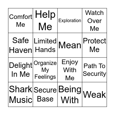 Circle Of Security Bingo Card