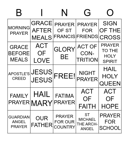 Catholic Bingo Game Printable Free Printable Word Searches