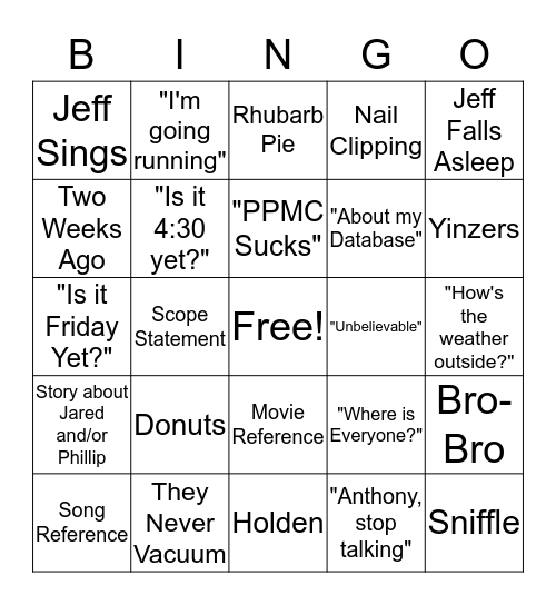 PM Bingo Card