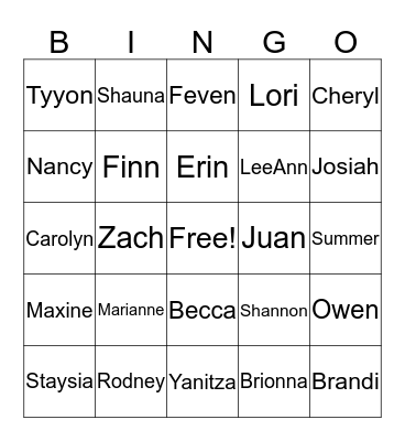 Untitled Bingo Card