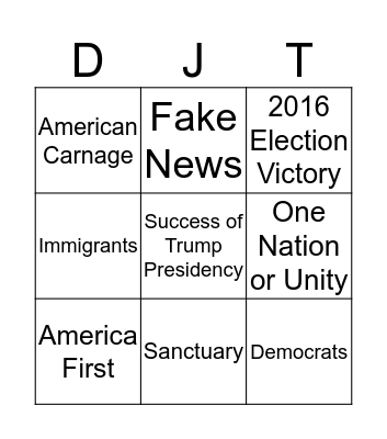 State of the Union Bingo Card